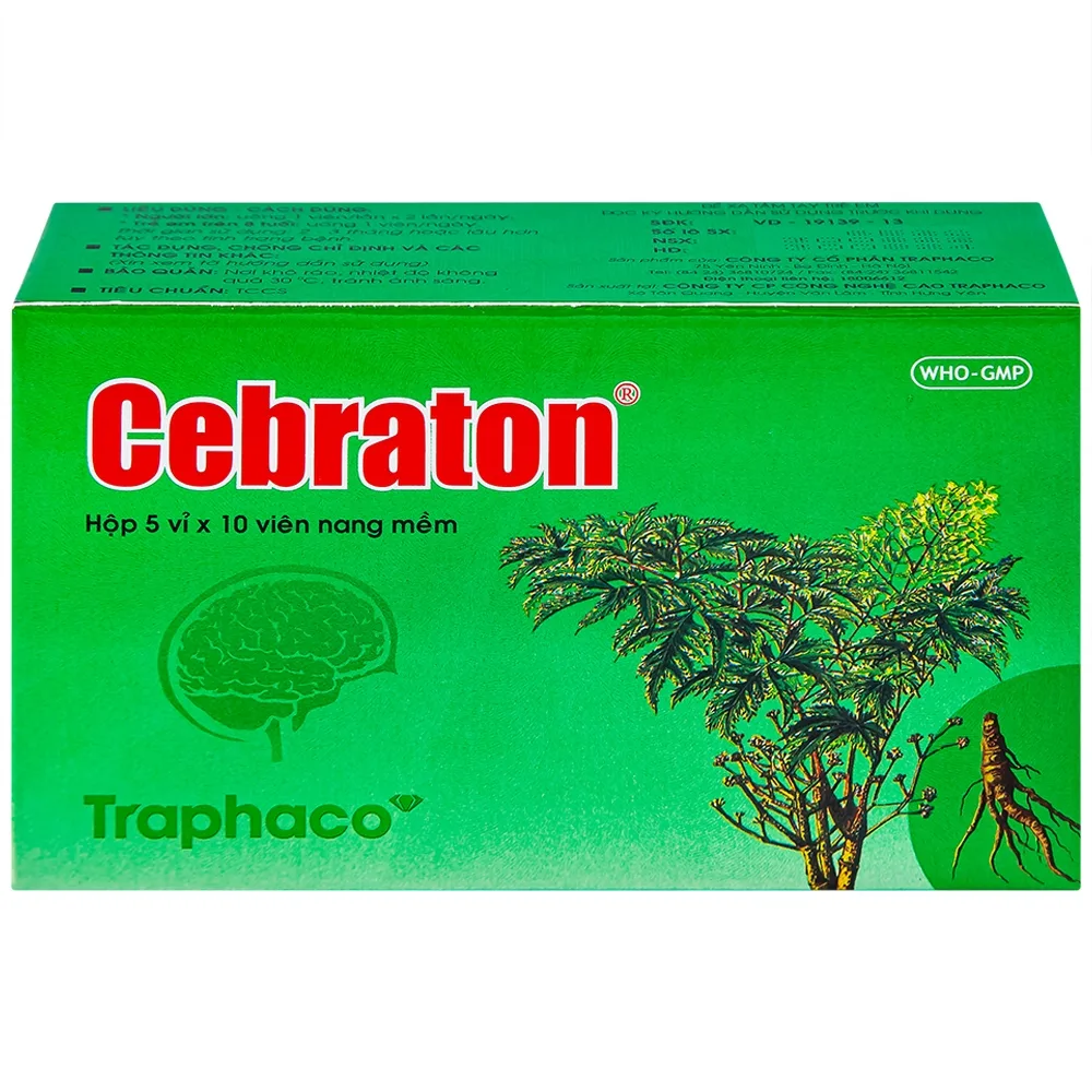 Hình ảnh Thuốc Cebraton Traphaco bổ khí huyết, hoạt huyết dưỡng não (5 vỉ x 10 viên)