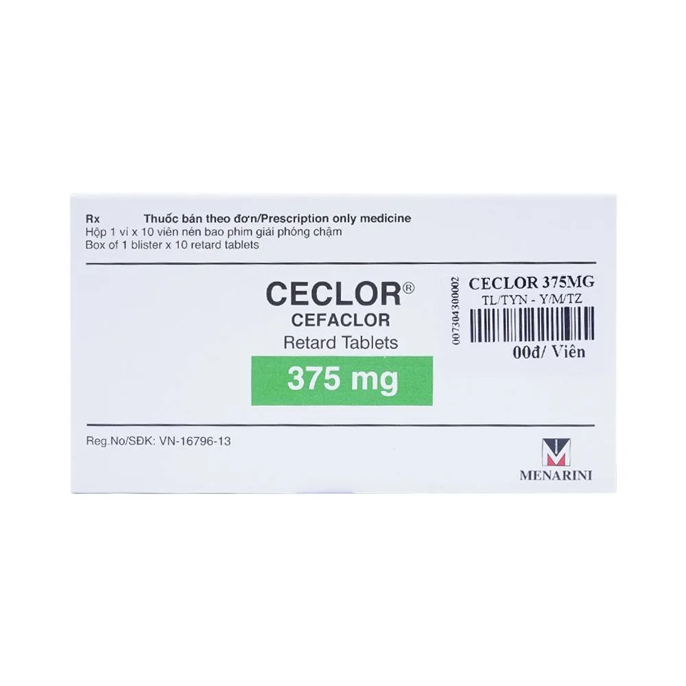 Hình ảnh Thuốc Ceclor 375mg Menarini điều trị nhiễm khuẩn (1 vỉ x 10 viên)