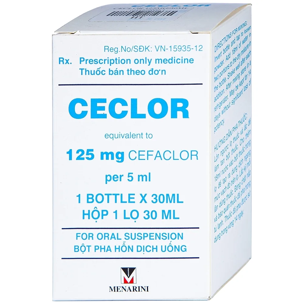 Hình ảnh Bột pha hỗn dịch uống Ceclor 125mg Menarini điều trị nhiễm khuẩn (30ml)