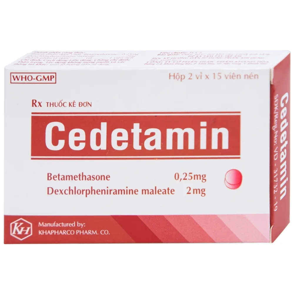 Hình ảnh Thuốc Cedetamin Khapharco điều trị viêm mũi dị ứng, mày đay (2 vỉ x 15 viên) 