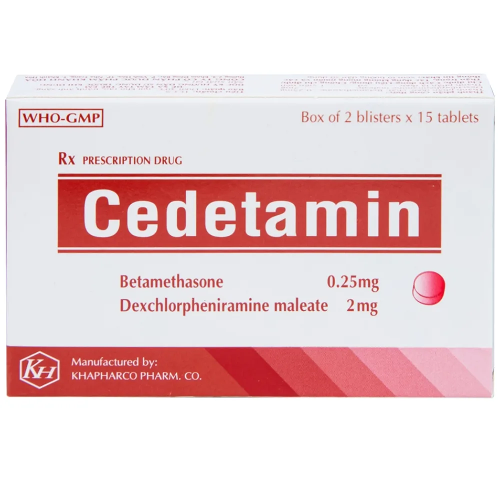 Hình ảnh Thuốc Cedetamin Khapharco điều trị viêm mũi dị ứng, mày đay (2 vỉ x 15 viên) 