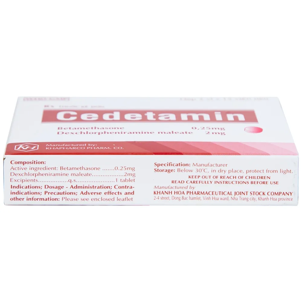 Hình ảnh Thuốc Cedetamin Khapharco điều trị viêm mũi dị ứng, mày đay (2 vỉ x 15 viên) 