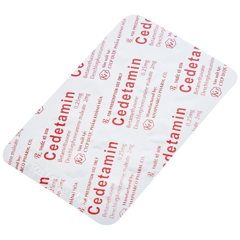 Hình ảnh Thuốc Cedetamin Khapharco điều trị viêm mũi dị ứng, mày đay (2 vỉ x 15 viên) 