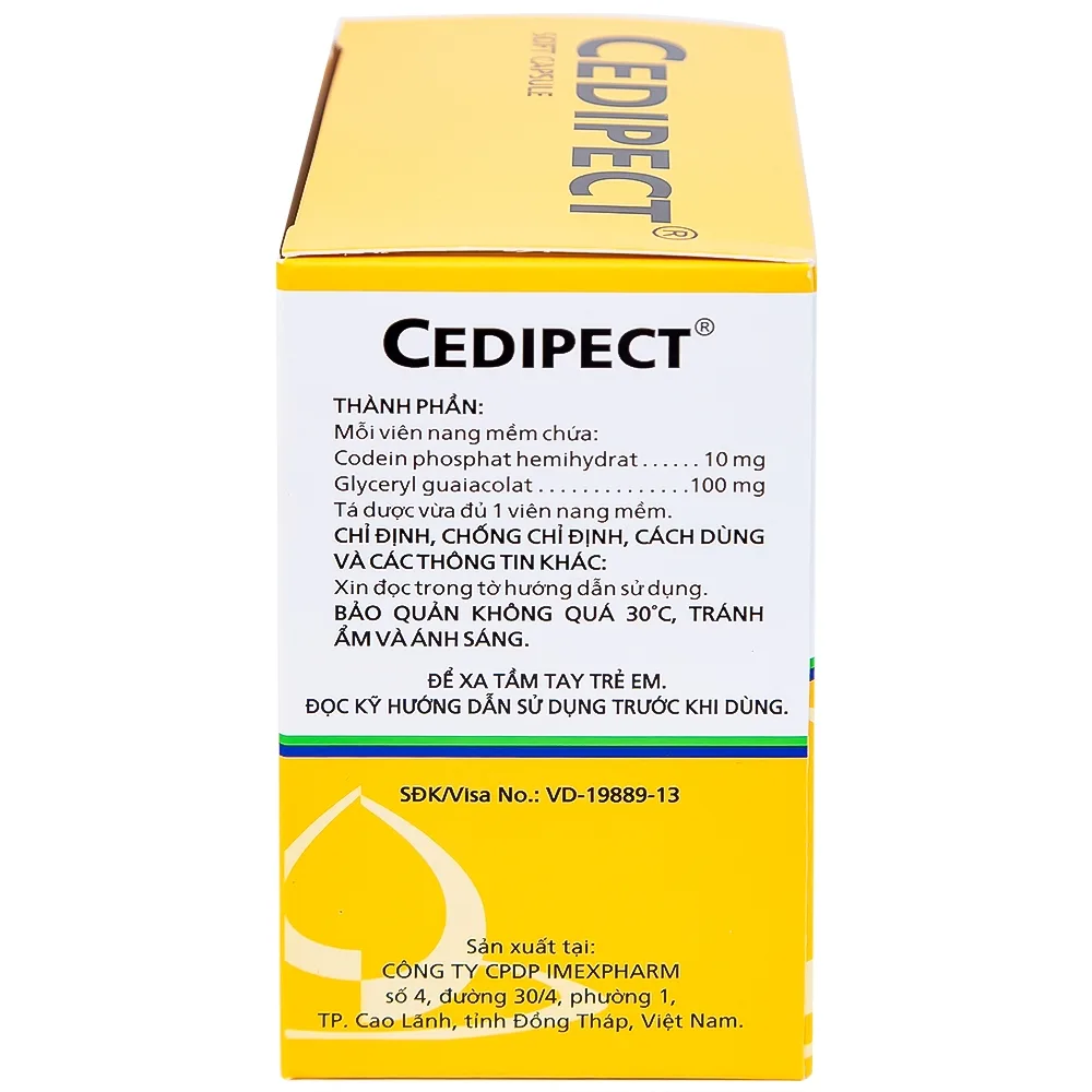 Hình ảnh Thuốc Cedipect Imexpharm điều trị ho, long đờm (10 vỉ x 10 viên)