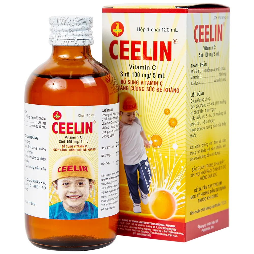 Hình ảnh Siro Ceelin United bổ sung vitamin C, tăng cường sức đề kháng (120ml)