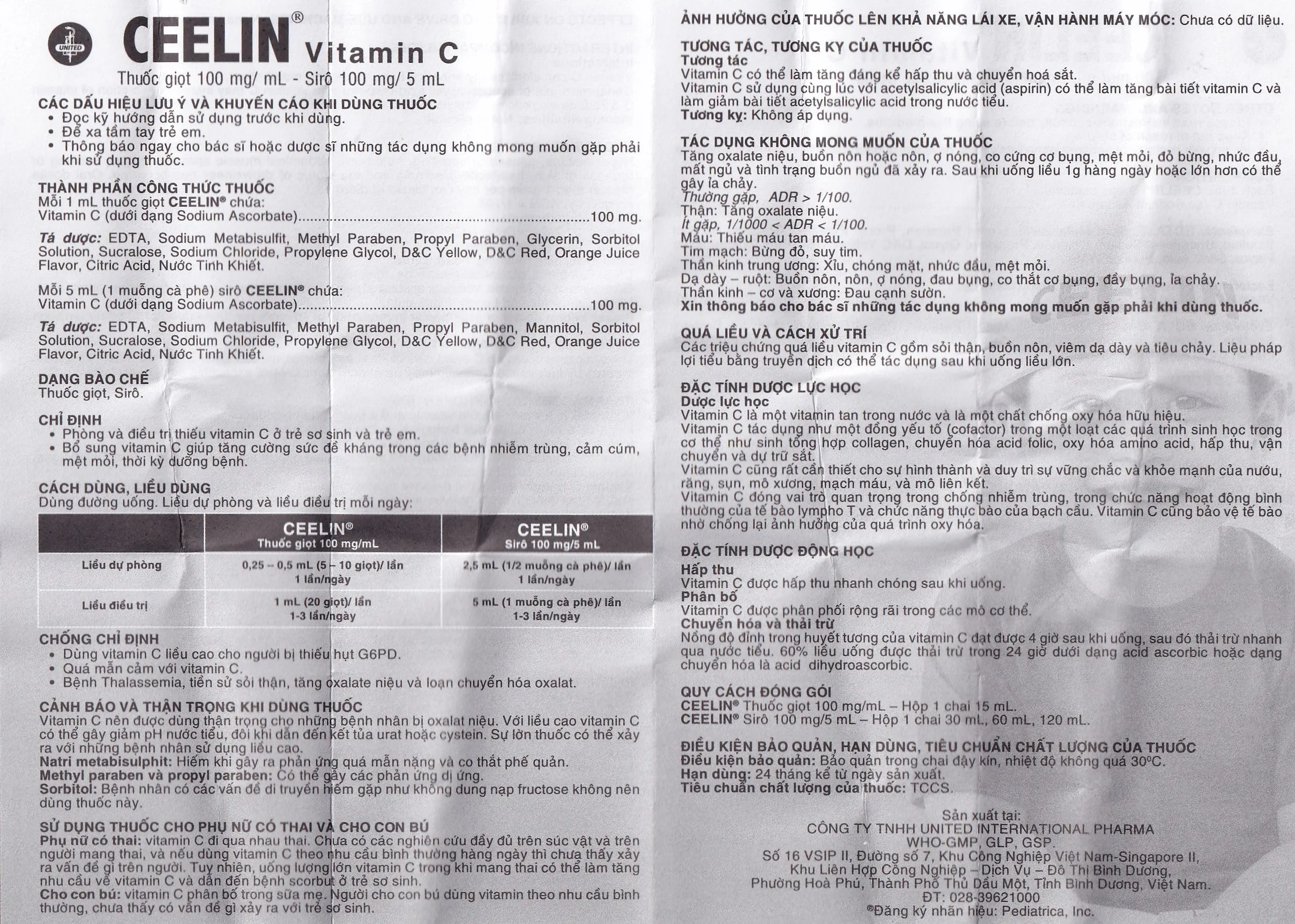 Hình ảnh Siro Ceelin United bổ sung vitamin C, tăng cường sức đề kháng (120ml)