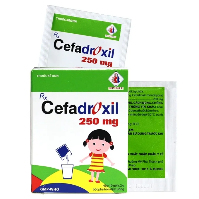 Hình ảnh Bột pha hỗn dịch uống Cefadroxil 250mg Domesco điều trị nhiễm khuẩn (10 gói)