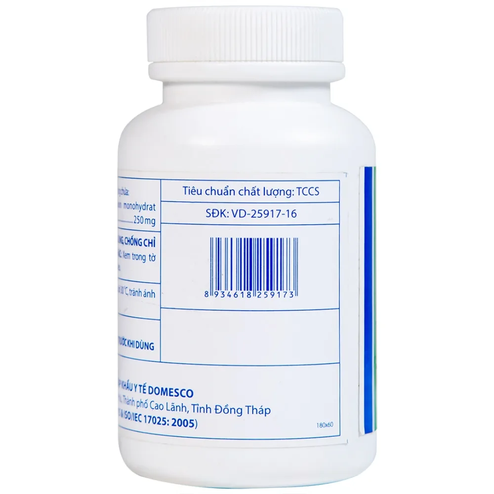 Hình ảnh Thuốc Cefalexin 250mg Domexco điều trị nhiễm khuẩn (200 viên)