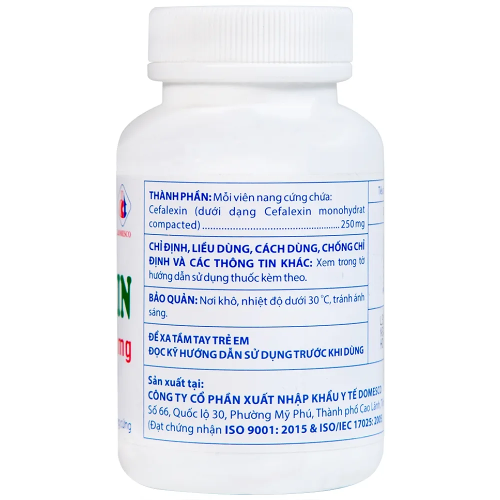 Hình ảnh Thuốc Cefalexin 250mg Domexco điều trị nhiễm khuẩn (200 viên)