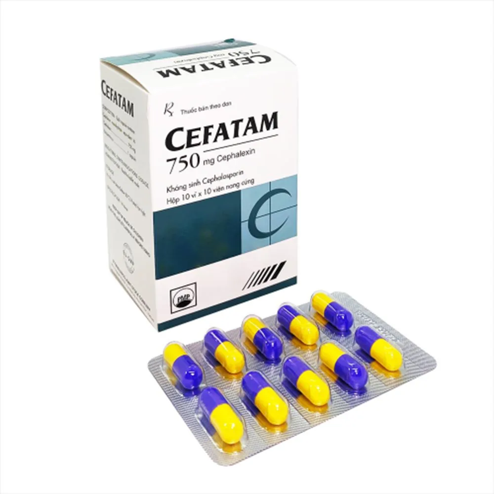 Hình ảnh Thuốc Cefatam 750mg Pymepharco điều trị nhiễm khuẩn (10 vỉ x 10 viên)