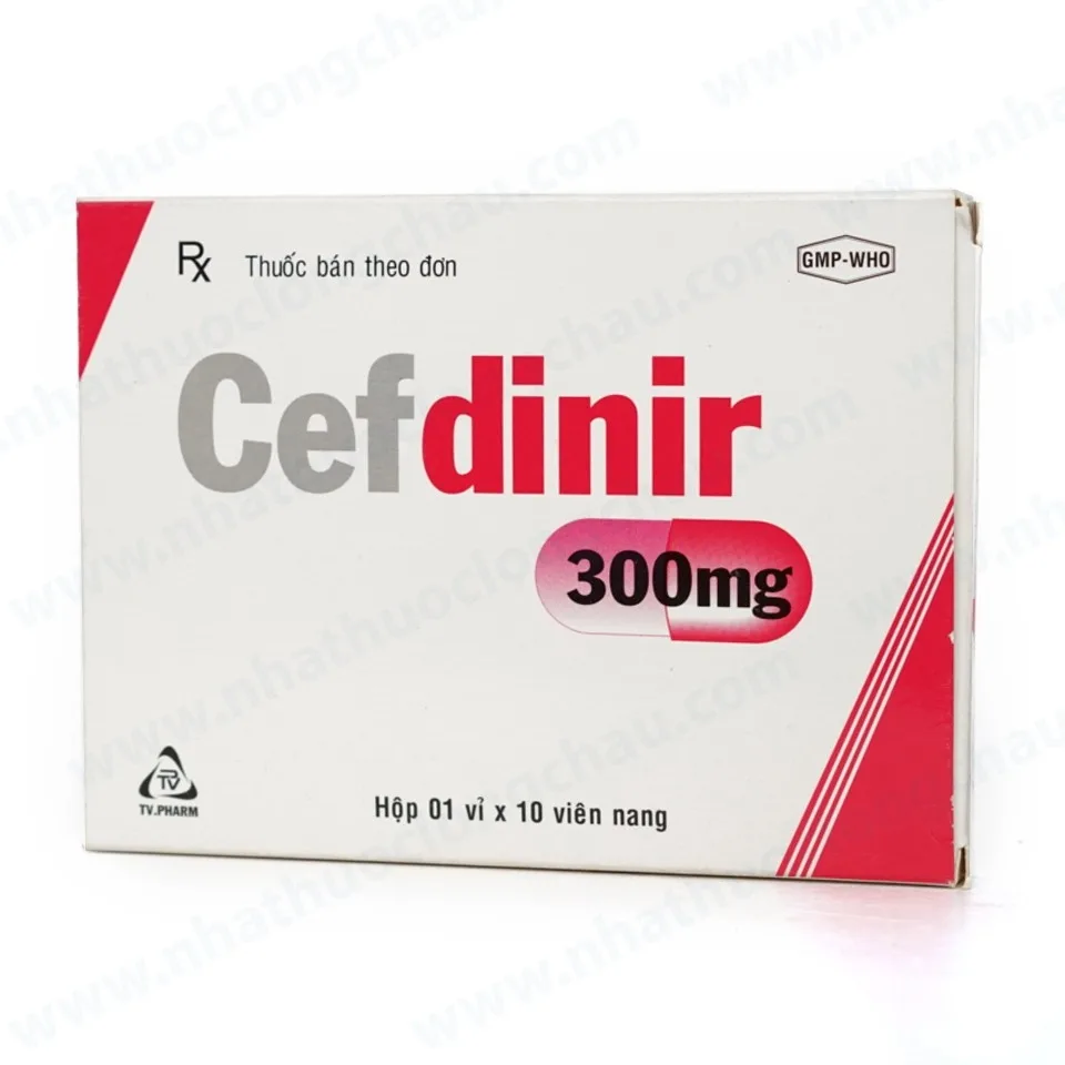 Hình ảnh Thuốc Cefdinir 300mg TV.Pharm điều trị viêm phổi cộng đồng, viêm phế quản mạn (1 vỉ x 10 viên)