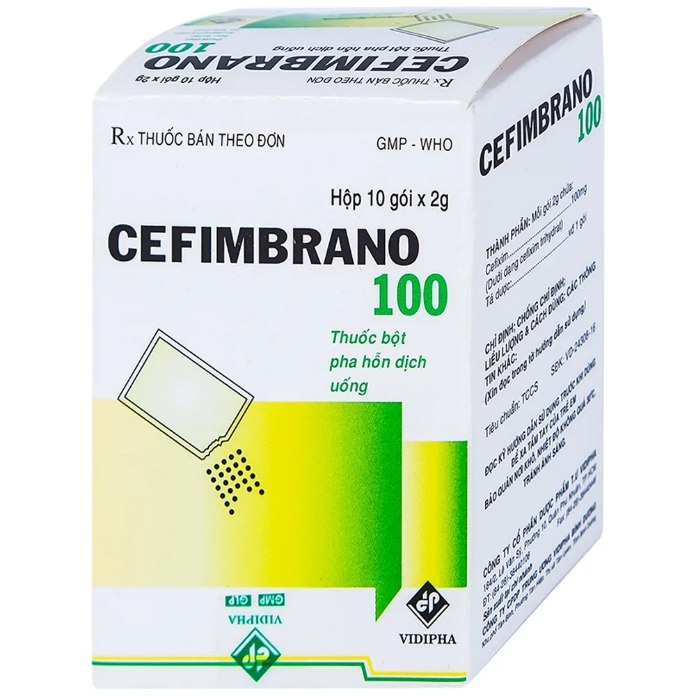 Hình ảnh Bột pha hỗn dịch uống Cefimbrano 100 Vidipha điều trị nhiễm khuẩn (10 gói x 2g)