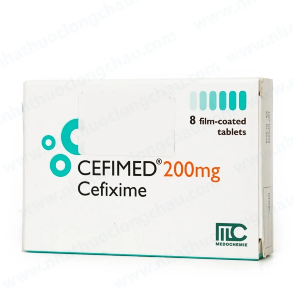 Hình ảnh Thuốc Cefimed 200mg Medochemie điều trị viêm phế quản, giãn phế quản nhiễm khuẩn (2 vỉ x 4 viên)