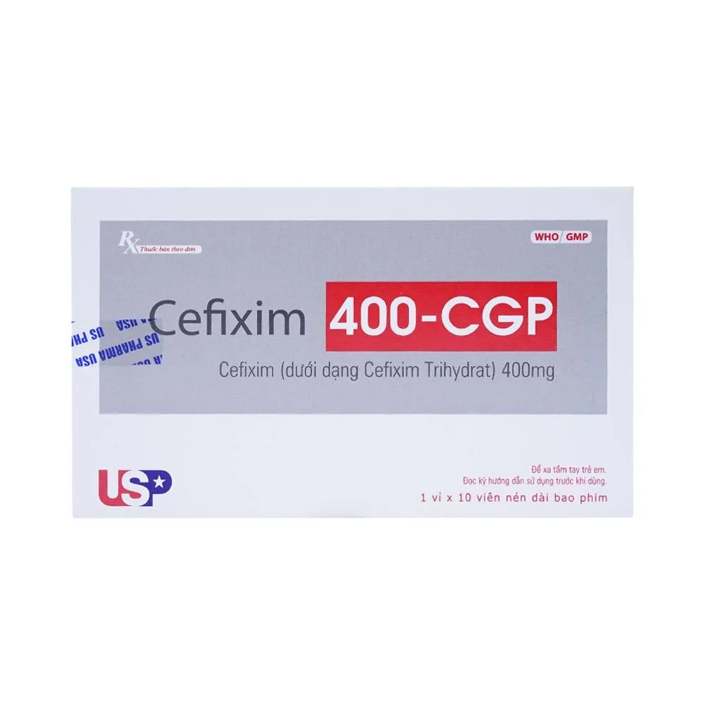 Hình ảnh Thuốc Cefixim 400-CGP USP điều trị nhiễm khuẩn (1 vỉ x 10 viên)