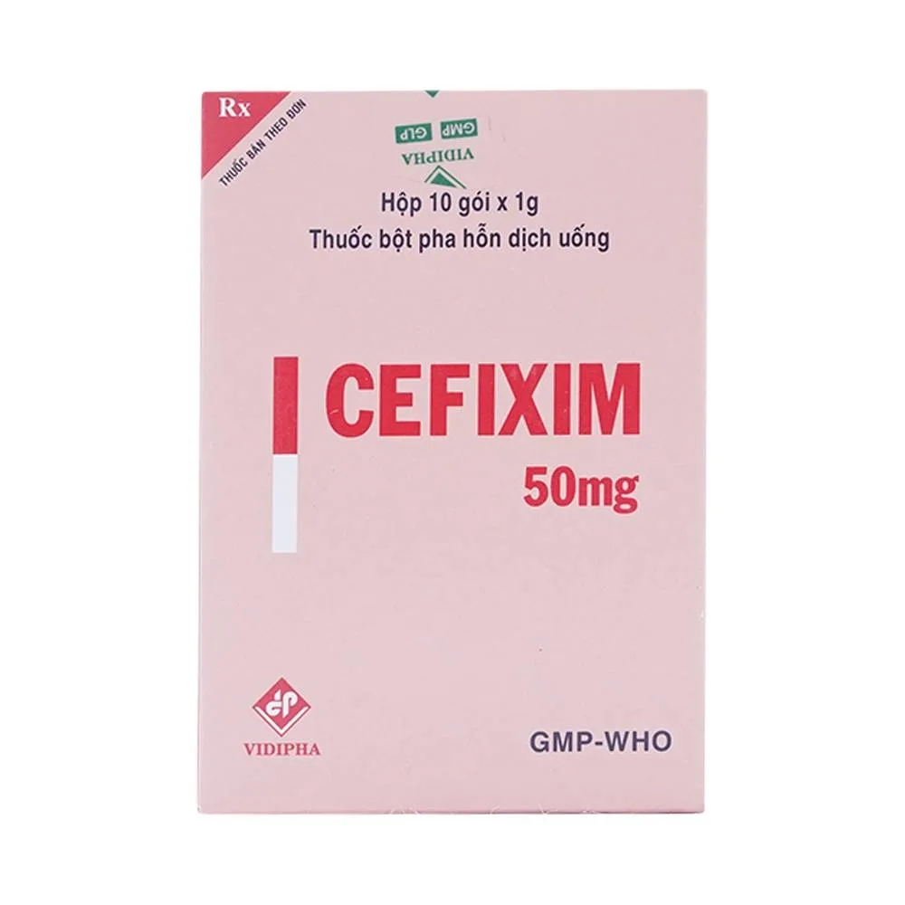 Hình ảnh Bột pha hỗn dịch uống Cefixim 50mg Vidipha điều trị nhiễm khuẩn (10 gói)