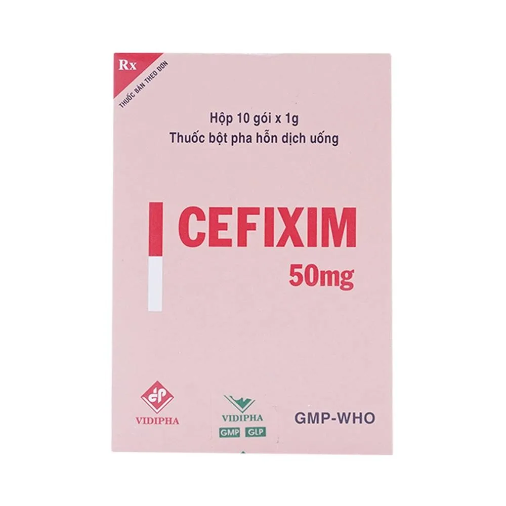 Hình ảnh Bột pha hỗn dịch uống Cefixim 50mg Vidipha điều trị nhiễm khuẩn (10 gói)