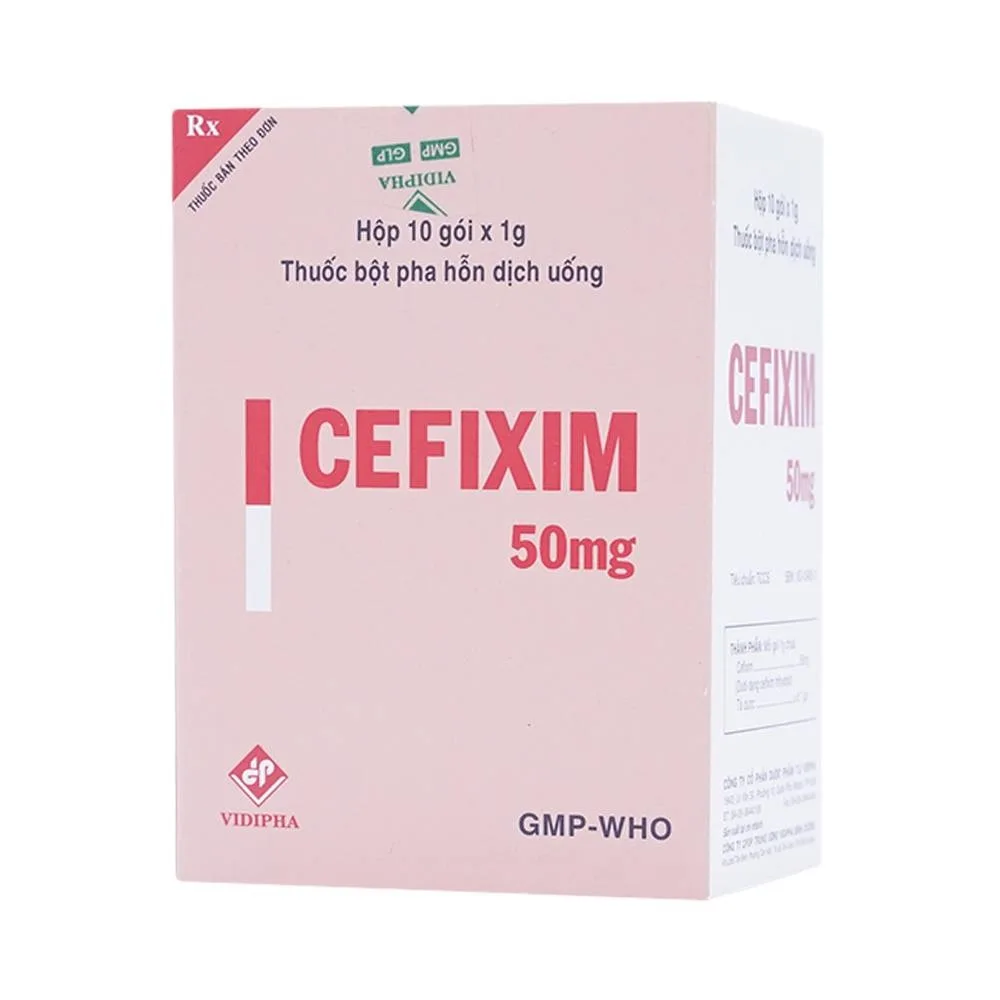 Hình ảnh Bột pha hỗn dịch uống Cefixim 50mg Vidipha điều trị nhiễm khuẩn (10 gói)