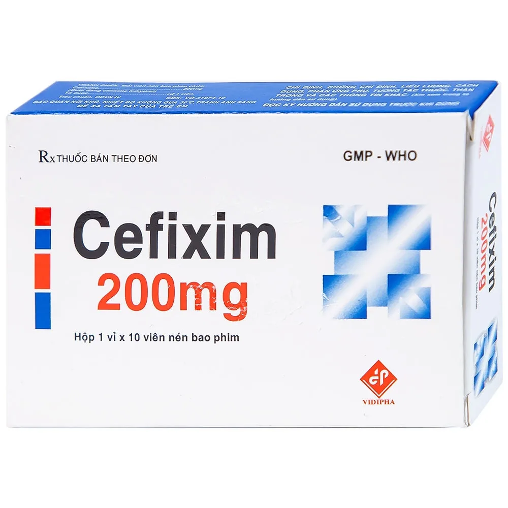 Hình ảnh Thuốc Cefixim 200mg Vidipha điều trị nhiễm khuẩn (1 vỉ x 10 viên)