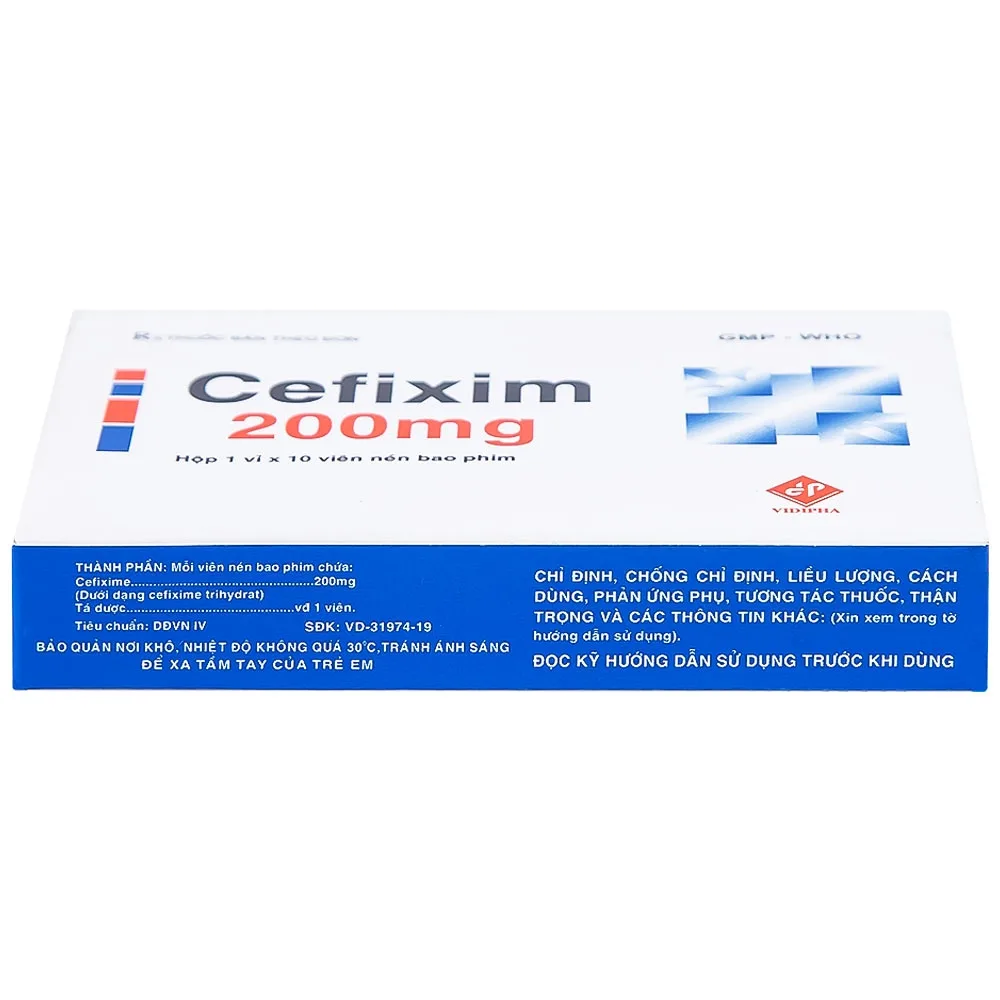 Hình ảnh Thuốc Cefixim 200mg Vidipha điều trị nhiễm khuẩn (1 vỉ x 10 viên)