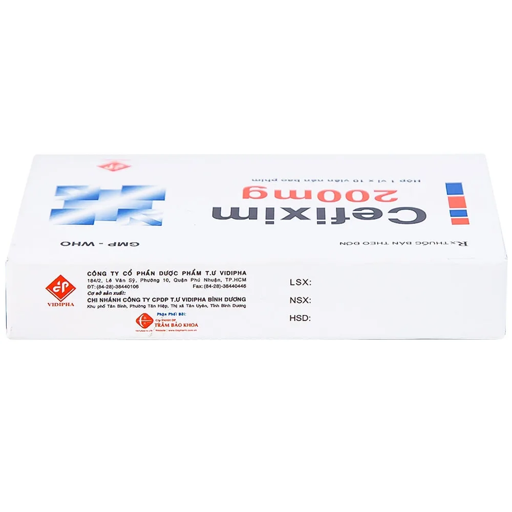 Hình ảnh Thuốc Cefixim 200mg Vidipha điều trị nhiễm khuẩn (1 vỉ x 10 viên)
