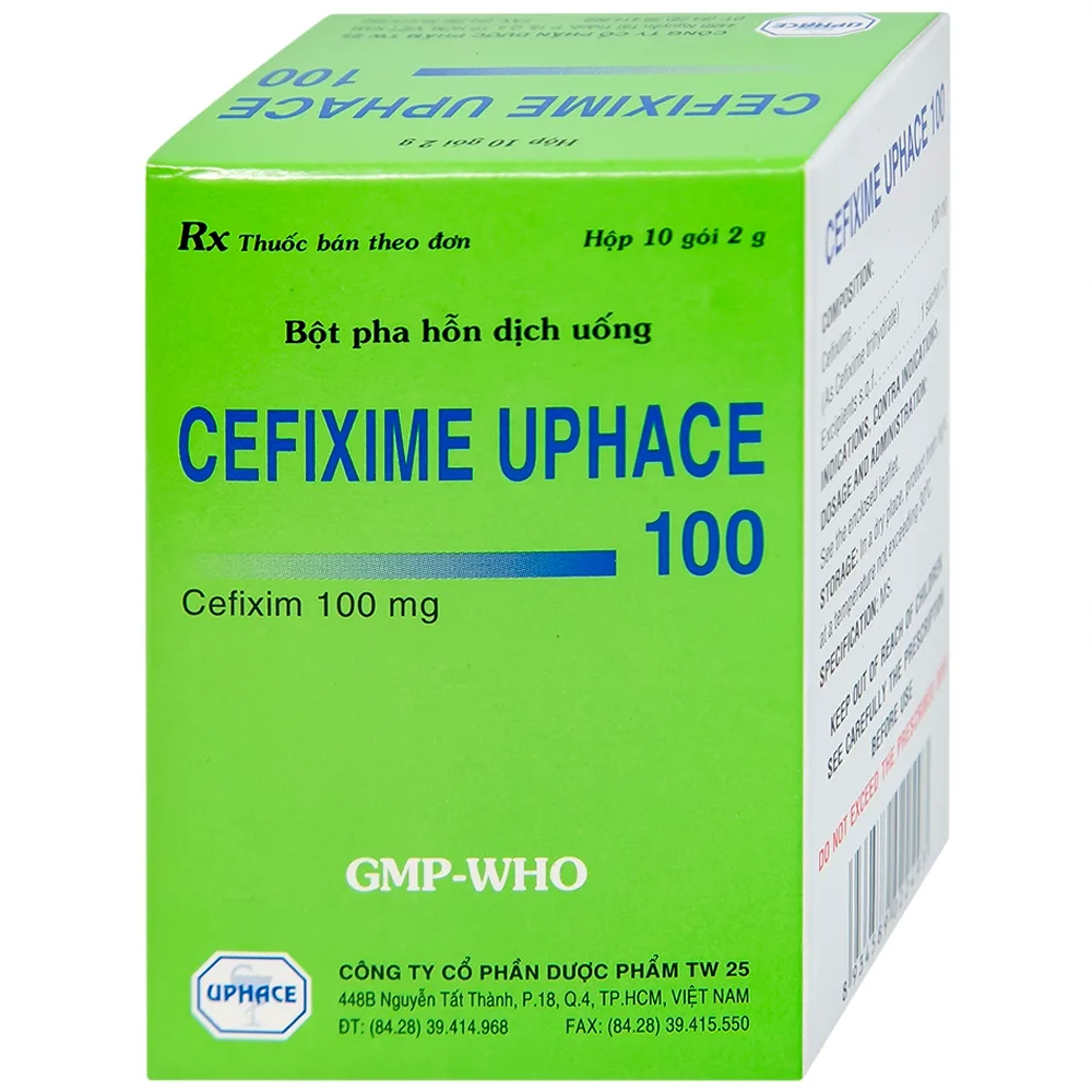 Hình ảnh Bột pha hỗn dịch uống Cefixime Uphace 100mg điều trị nhiễm khuẩn (10 gói x 2g)