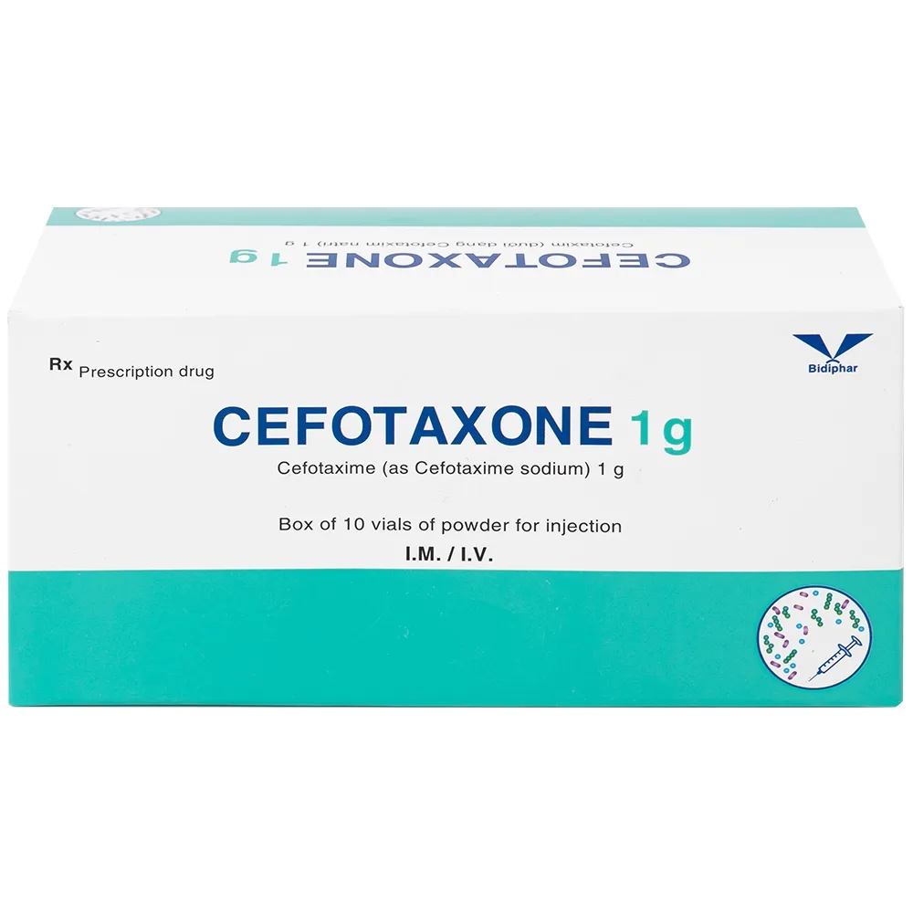 Hình ảnh Bột pha tiêm Cefotaxone 1g Bidiphar điều trị các bệnh nhiễm khuẩn nặng (10 lọ)