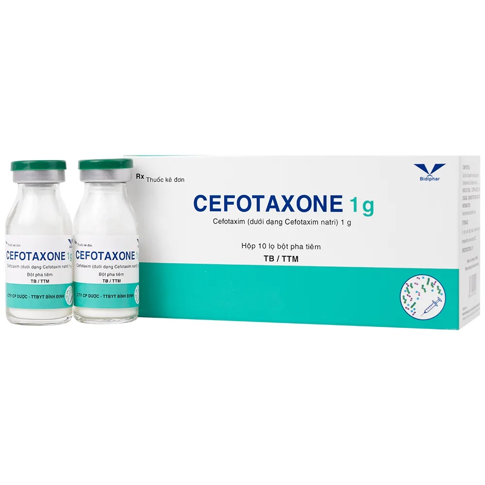 Hình ảnh Bột pha tiêm Cefotaxone 1g Bidiphar điều trị các bệnh nhiễm khuẩn nặng (10 lọ)