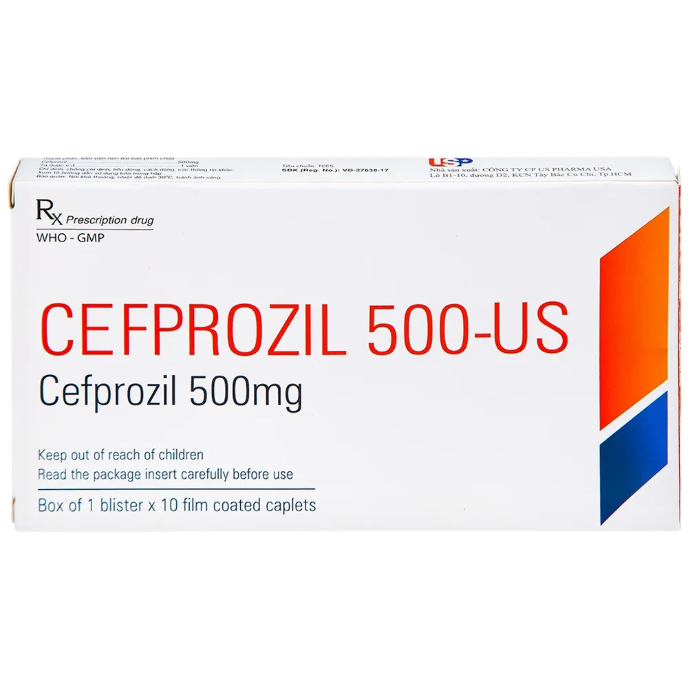 Hình ảnh Thuốc Cefprozil 500-US điều trị nhiễm khuẩn (1 vỉ x 10 viên)