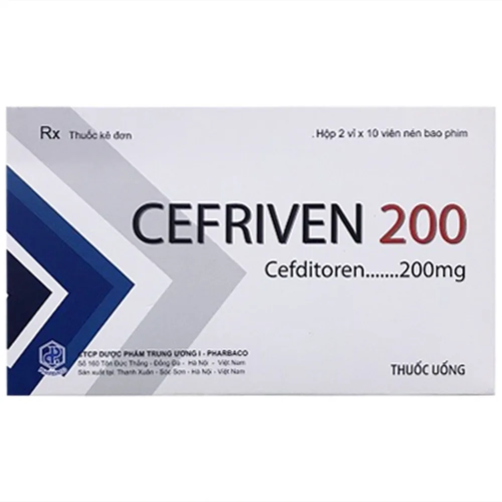 Hình ảnh Thuốc uống Cefriven 200 Pharbaco điều trị các nhiễm khuẩn đường hô hấp, nhiễm khuẩn da (2 vỉ x 10 viên)