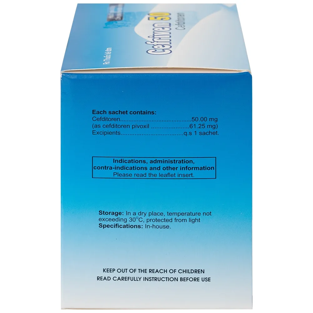 Hình ảnh Cốm pha hỗn dịch uống Cefriven 50 điều trị nhiễm khuẩn đường hô hấp, nhiễm khuẩn da, viêm họng, viêm amidan (21 gói x 0.5g)