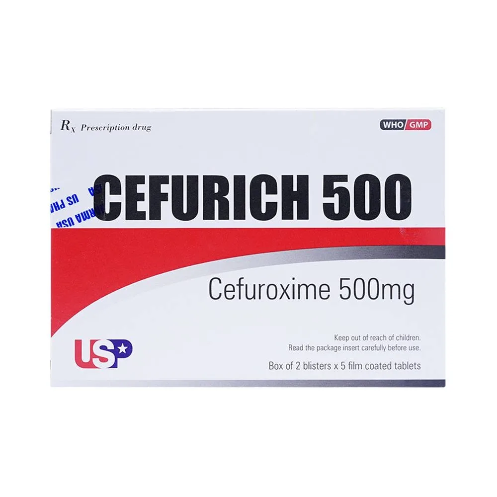 Hình ảnh Thuốc Cefurich 500mg USP điều trị nhiễm khuẩn (2 vỉ x 5 viên)