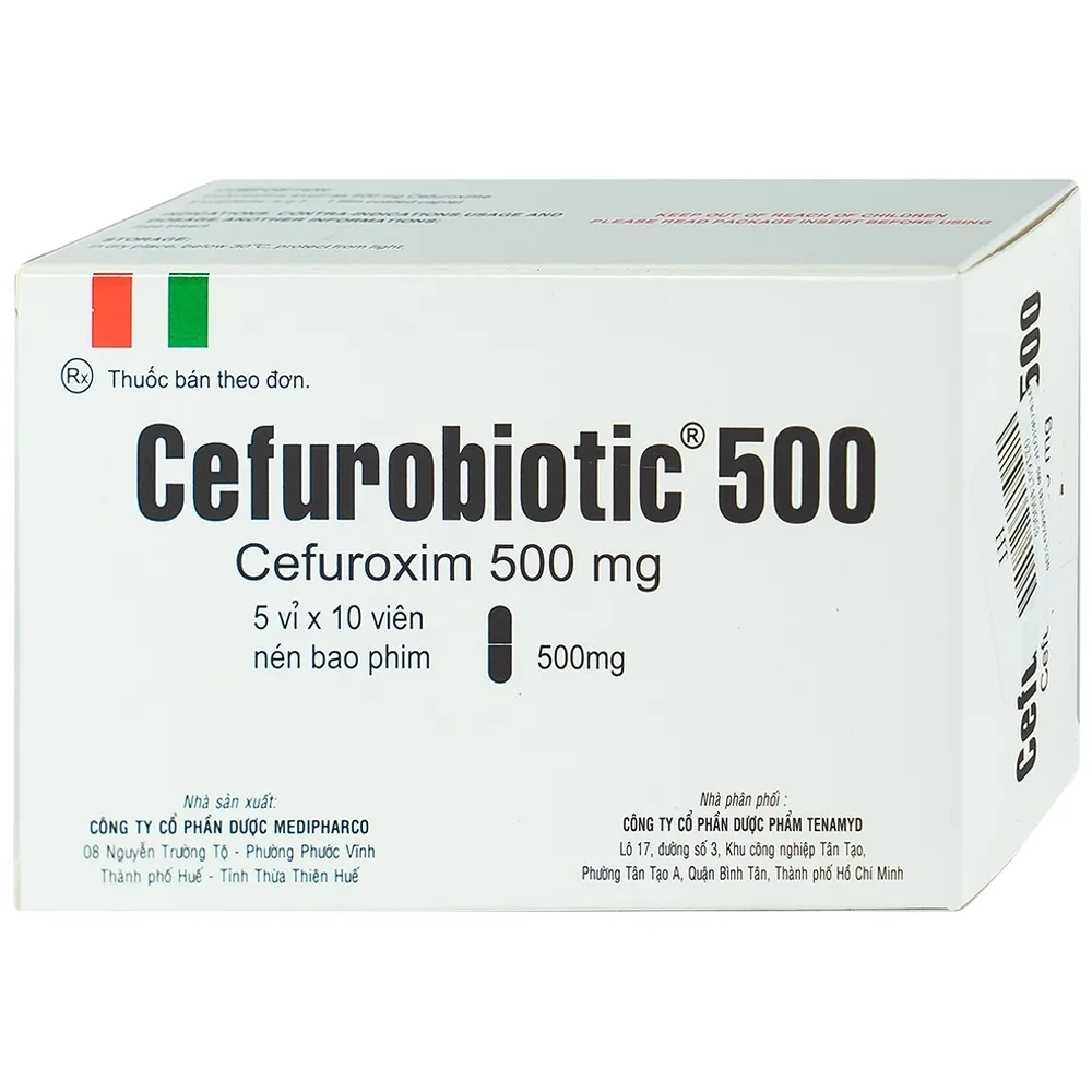 Hình ảnh Thuốc Cefurobiotic 500mg Tenamyd điều trị nhiễm khuẩn (5 vỉ x 10 viên)