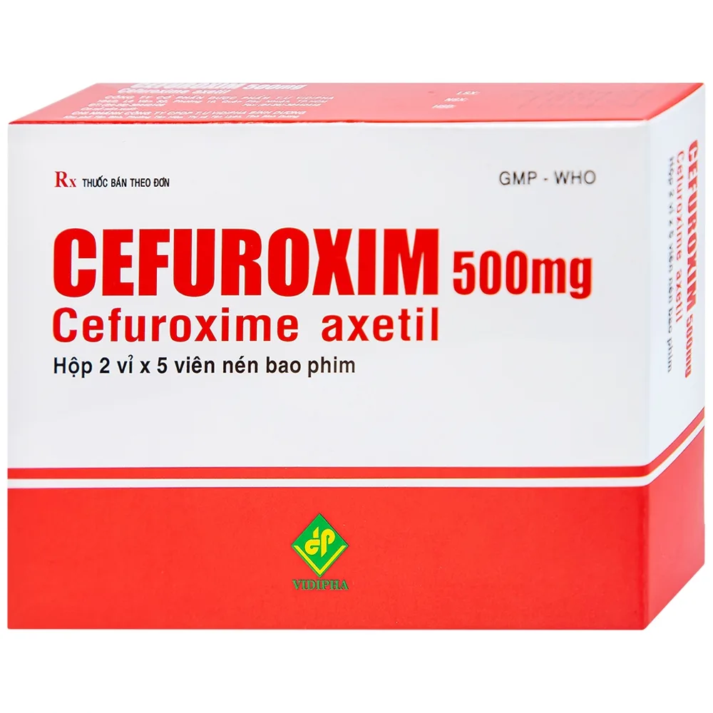 Hình ảnh Thuốc Cefuroxim 500mg Vidipha điều trị nhiễm khuẩn (2 vỉ x 5 viên)