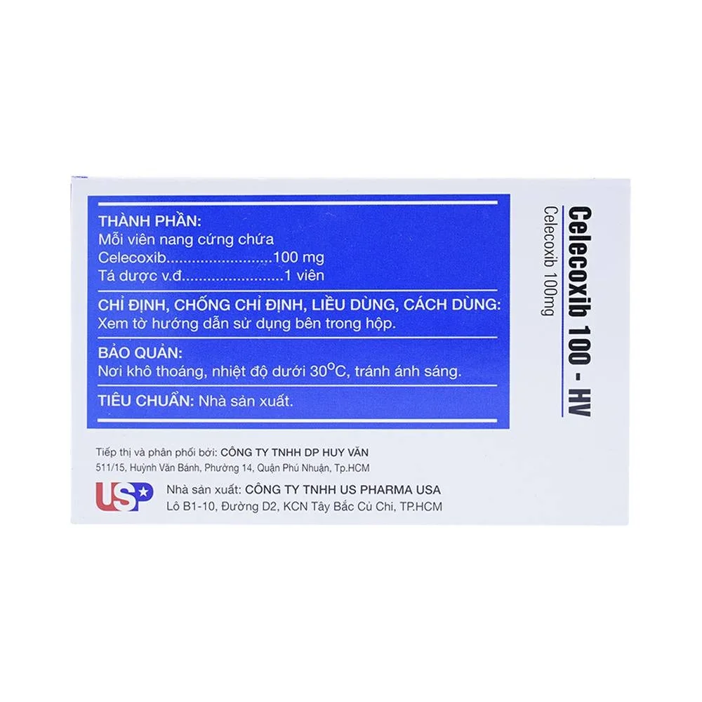 Hình ảnh Thuốc Celecoxib 100 - HV USP giảm đau, hạ sốt, kháng viêm (10 vỉ x 10 viên)