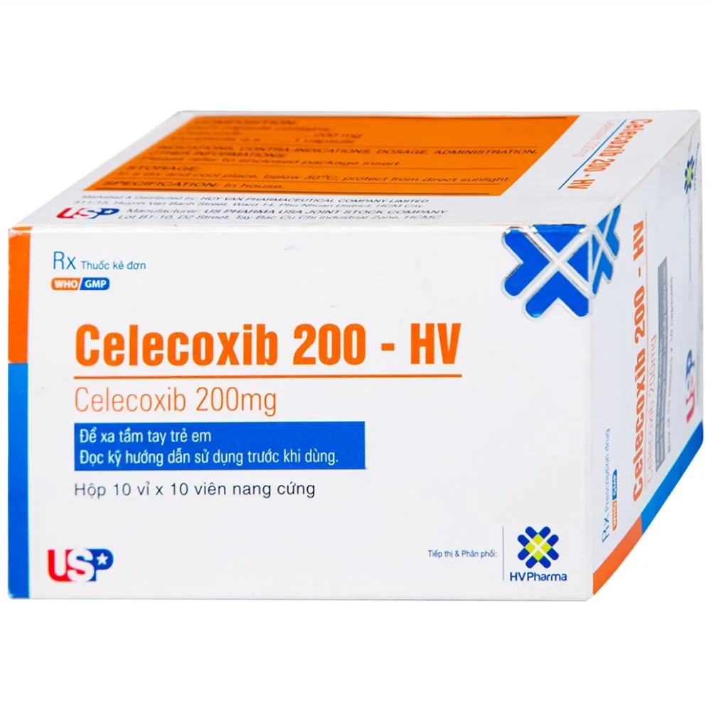 Hình ảnh Thuốc Celecoxib 200 - HV USP điều trị thoái hóa khớp, viêm khớp dạng thấp (10 vỉ x 10 viên)