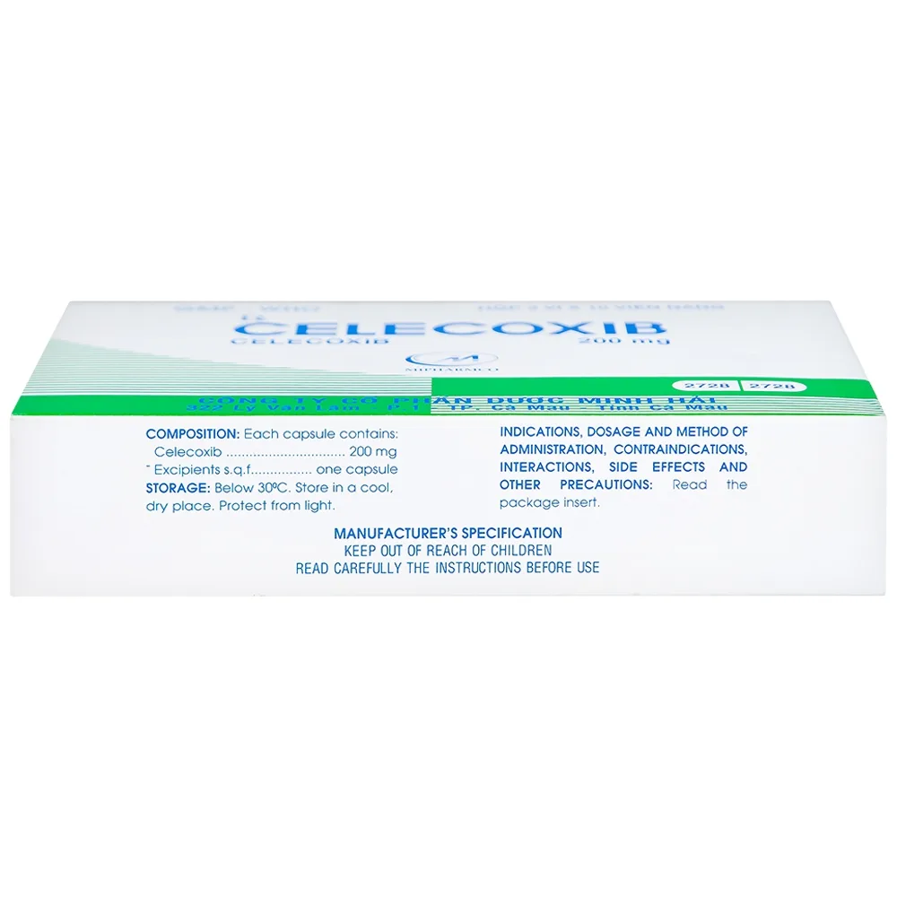 Hình ảnh Thuốc Celecoxib 200mg Minh Hải điều trị thoái hóa khớp, viêm khớp dạng thấp (3 vỉ x 10 viên)