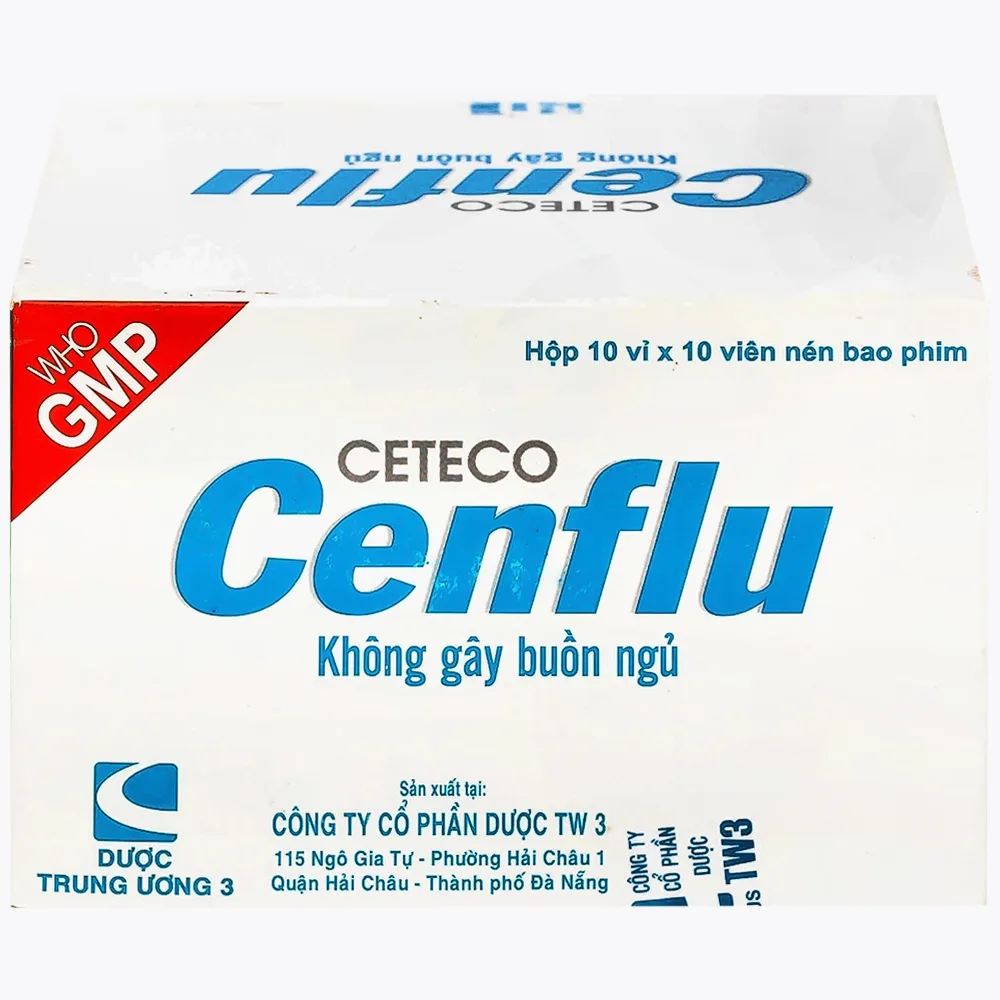 Hình ảnh Thuốc Ceteco Cenflu TW3 không gây buồn ngủ, giảm cơn đau do viêm xoang (10 vỉ x 10 viên)