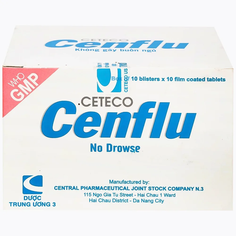 Hình ảnh Thuốc Ceteco Cenflu TW3 không gây buồn ngủ, giảm cơn đau do viêm xoang (10 vỉ x 10 viên)