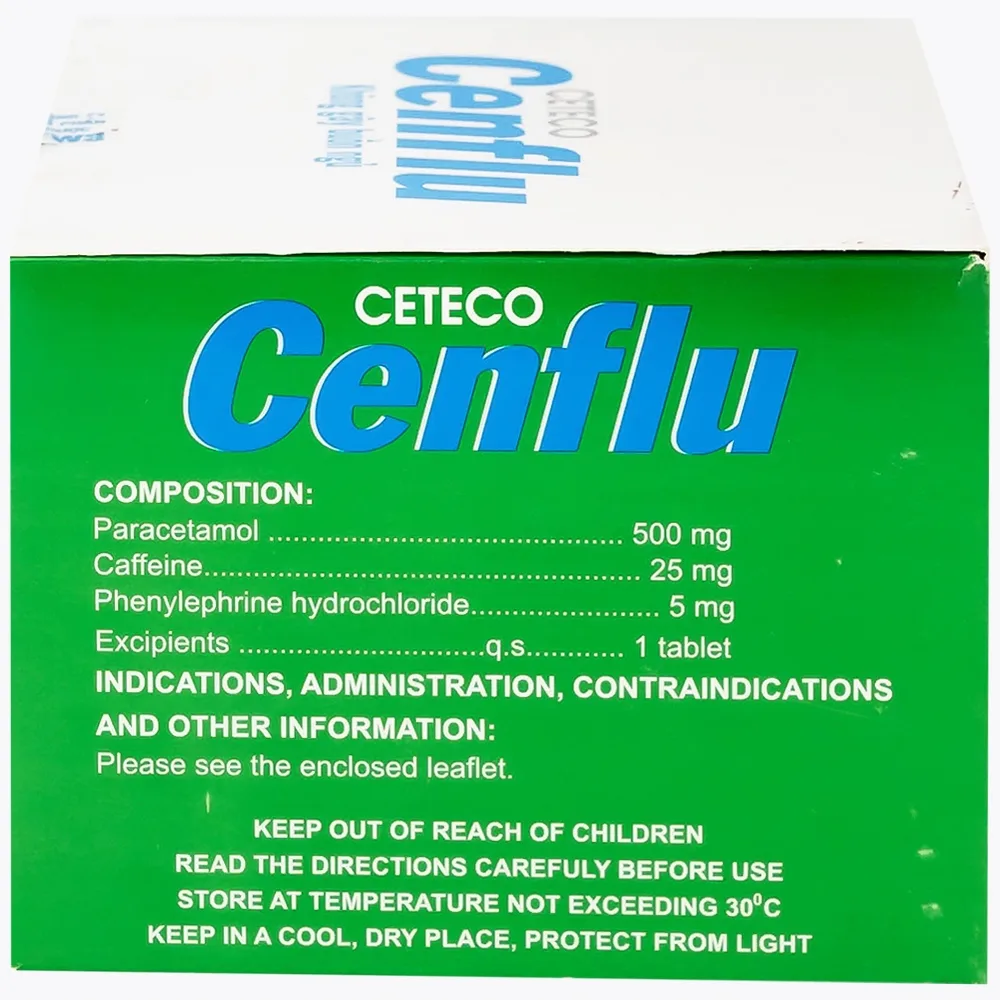 Hình ảnh Thuốc Ceteco Cenflu TW3 không gây buồn ngủ, giảm cơn đau do viêm xoang (10 vỉ x 10 viên)