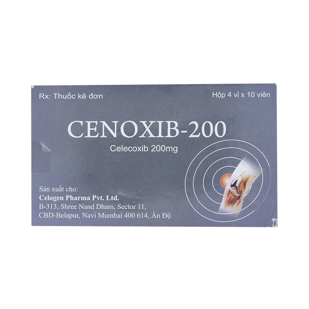 Hình ảnh Thuốc Cenoxib-200 Celogen Pharma điều trị thoái hóa khớp, viêm khớp dạng thấp (4 vỉ x 10 viên)
