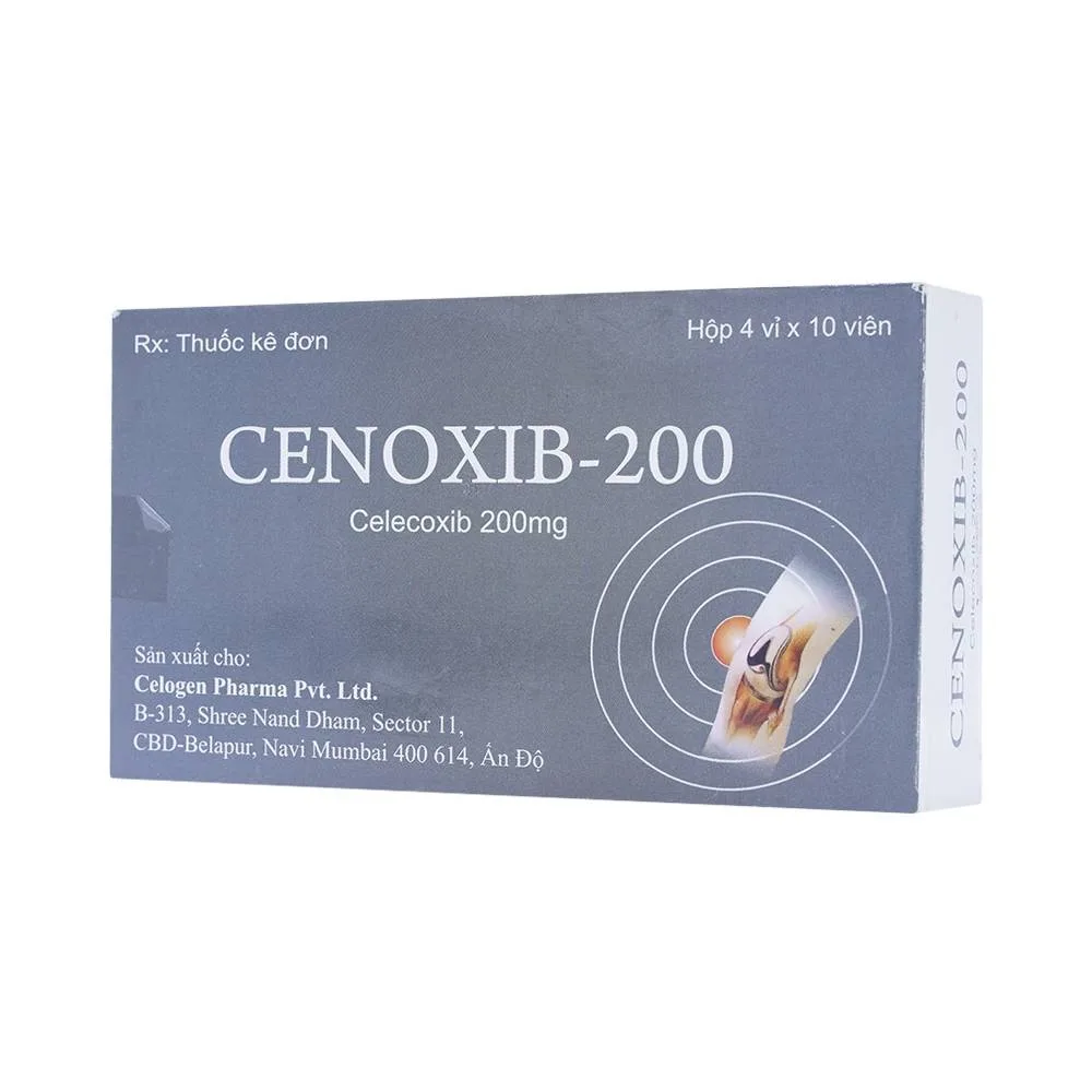 Hình ảnh Thuốc Cenoxib-200 Celogen Pharma điều trị thoái hóa khớp, viêm khớp dạng thấp (4 vỉ x 10 viên)