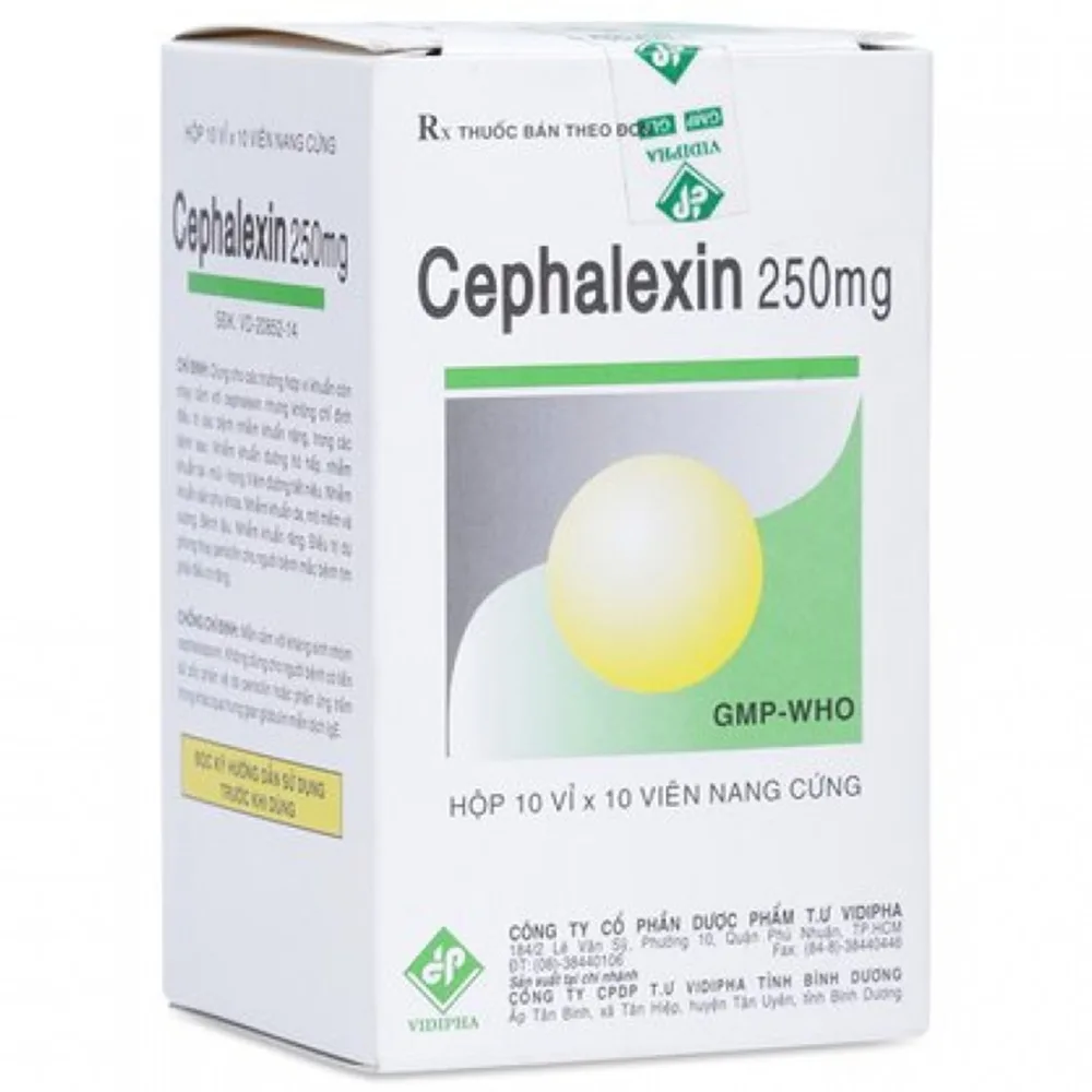 Hình ảnh Thuốc Cephalexin 250mg Vidipha điều trị nhiễm khuẩn (10 vỉ x 10 viên)