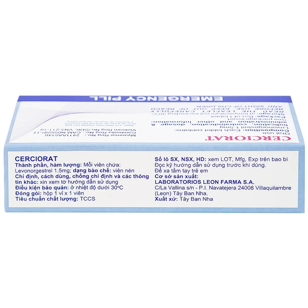 Hình ảnh Thuốc tránh thai khẩn cấp Cerciorat 1.5mg Exeltis (1 viên)