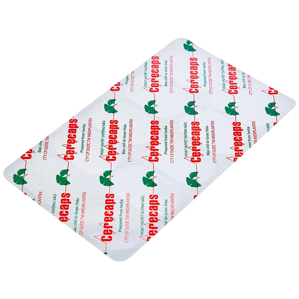 Hình ảnh Hoạt huyết dưỡng não Cerecaps Mediplantex điều trị suy giảm trí nhớ, đau đầu (3 vỉ x 10 viên)