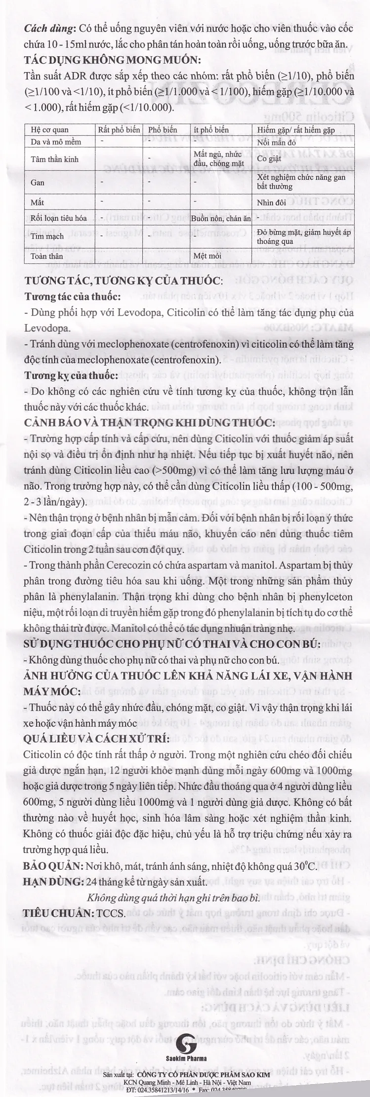 Hình ảnh Thuốc Cerecozin 500mg Sao Kim hỗ trợ cải thiện trí nhớ (3 vỉ x 10 viên)