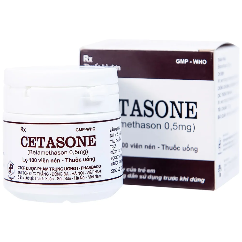 Hình ảnh Thuốc Cetasone 0.5mg Pharbaco điều trị thấp khớp, bệnh hệ thống tạo keo (100 viên)