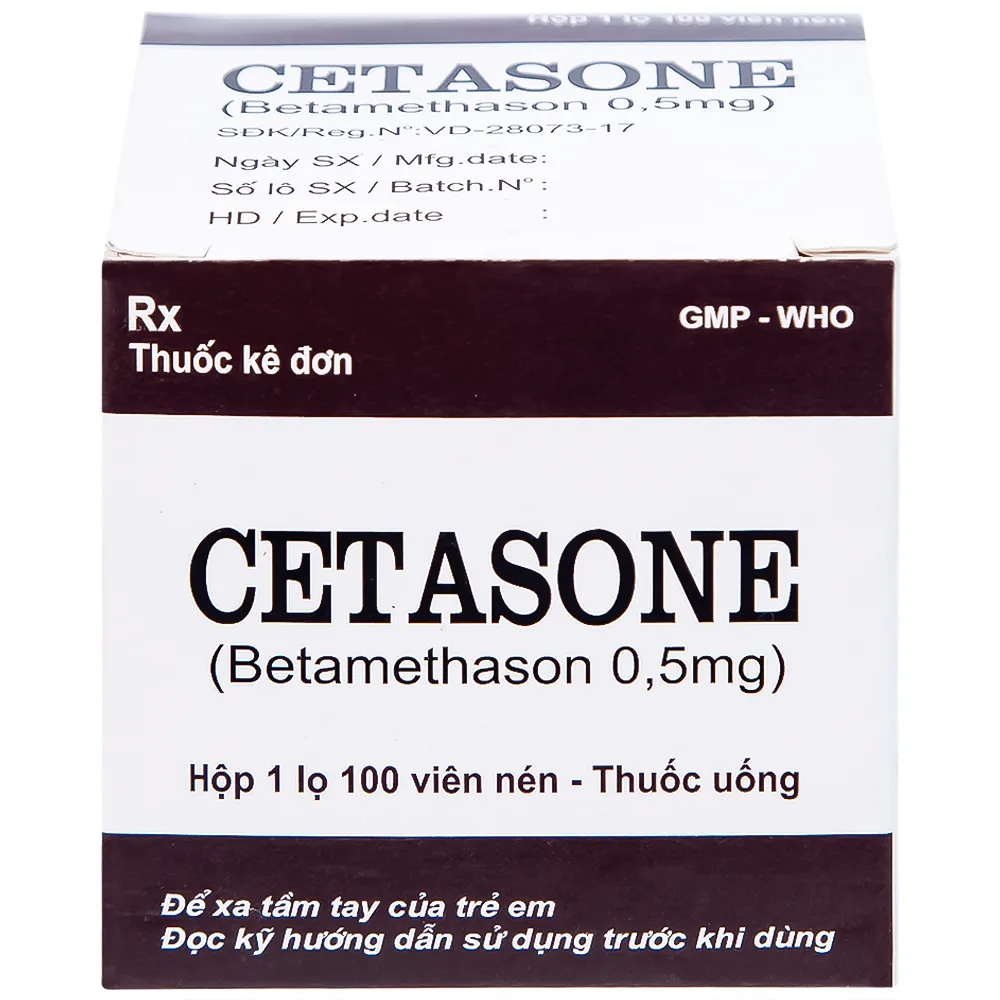 Hình ảnh Thuốc Cetasone 0.5mg Pharbaco điều trị thấp khớp, bệnh hệ thống tạo keo (100 viên)