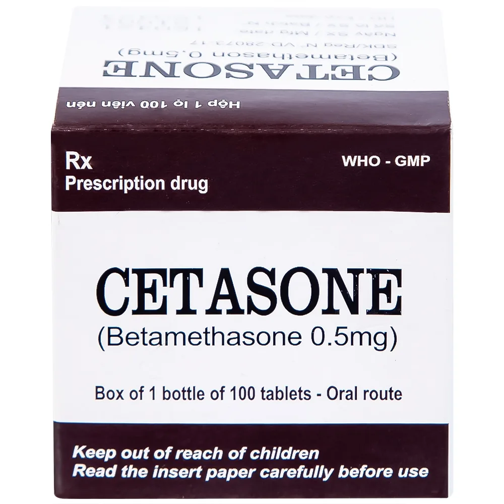 Hình ảnh Thuốc Cetasone 0.5mg Pharbaco điều trị thấp khớp, bệnh hệ thống tạo keo (100 viên)