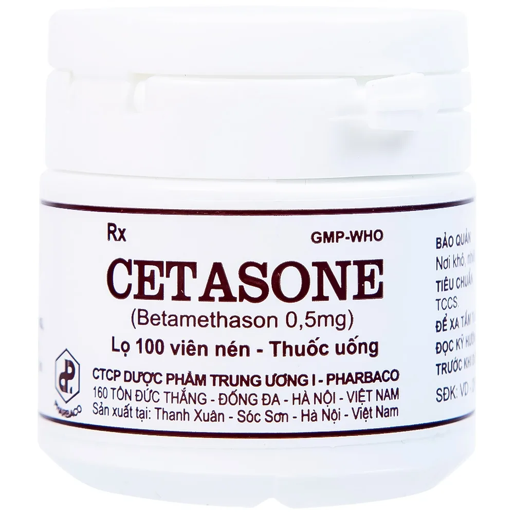 Hình ảnh Thuốc Cetasone 0.5mg Pharbaco điều trị thấp khớp, bệnh hệ thống tạo keo (100 viên)