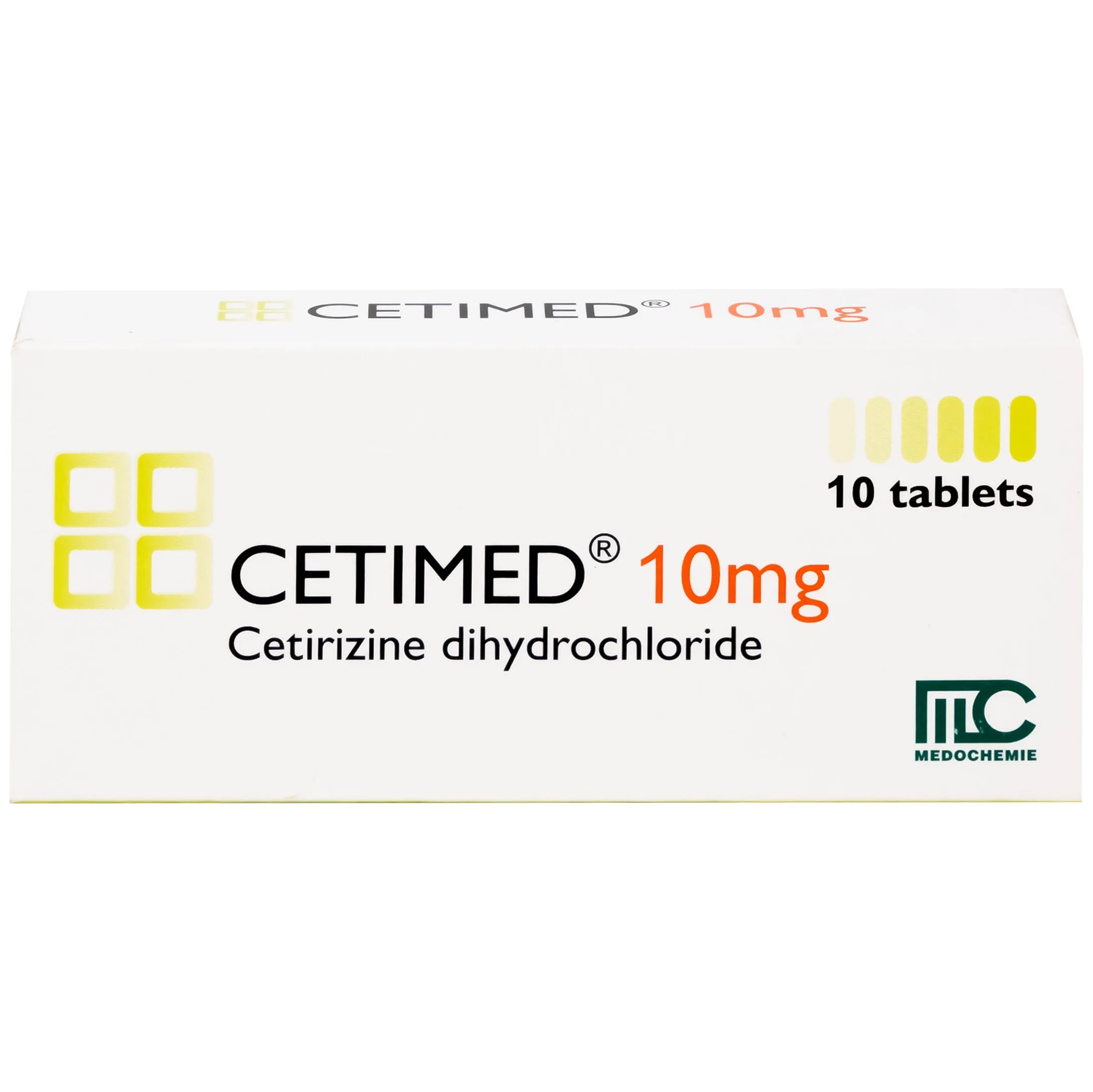 Hình ảnh Thuốc Cetimed 10mg Medochemie điều trị triệu chứng viêm mũi dị ứng (1 vỉ x 10 viên)